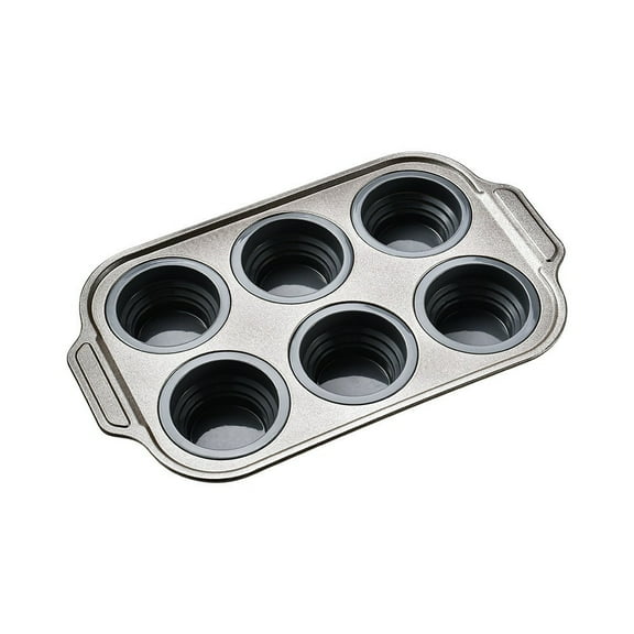Gnmfd Press Type Cake Mold 6-Cavity Non-Stick Baking Molds for Cakes Bread Jelly Chocolate, Flexible Pads Easy Release for Party Holiday Baking Family Dessert Making Kitchen Fun