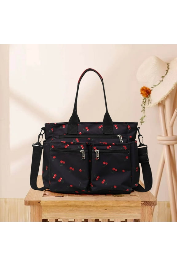 Printed Tote Bag Large Capacity Shoulder Crossbody Handbag for Women, Daily Essentials Organizer with Zipper Pocket for Keys Wallet Phone, Closet Organizers and Storage