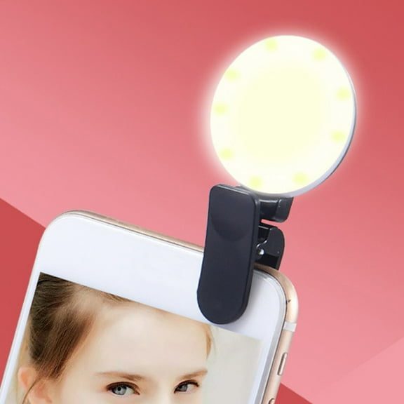 Gnmfd Ring Light Selfie Light Rechargeable LED Clip On Light for Phone Laptop, 60 Adjustable LED Brightness with Color Temperature Control for Makeup Video Live Streaming Photography