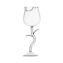 Gnmfd Rose Red Wine Glass Romantic 9" High Foot Cup, Elegant Rose Pattern Wine Goblet for Wedding Anniversary Christmas Party Home Bar Decor