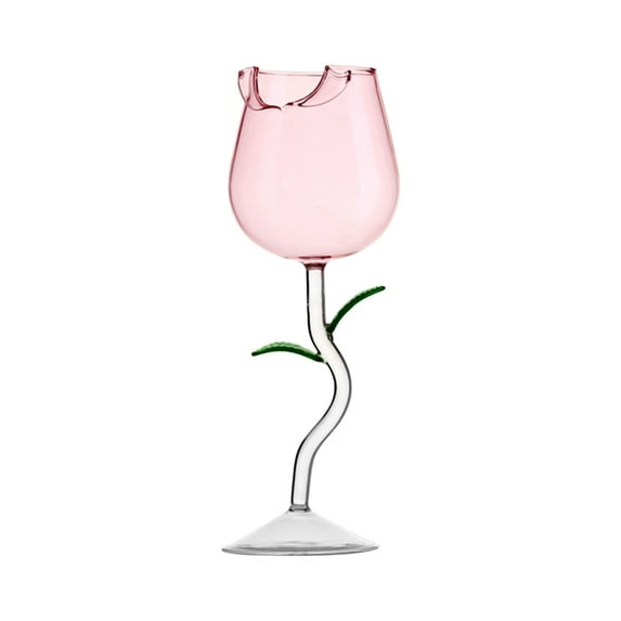 Gnmfd Rose Red Wine Glass Romantic 9" High Foot Cup, Elegant Rose Pattern Wine Goblet for Wedding Anniversary Christmas Party Home Bar Decor