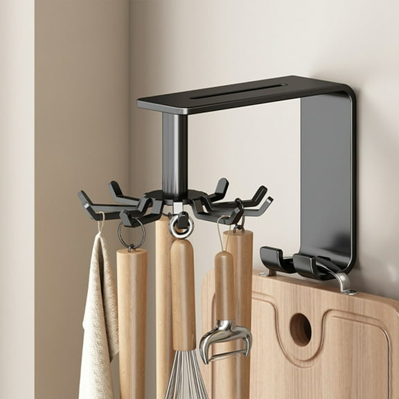 Gnmfd Rotating Utensil Hanging Rack, 360° Wall-Mounted Kitchen Organizer, Ideal for Spoons, Gloves, Brushes, Pots, and More, Sturdy, Space-Saving Kitchen Accessory