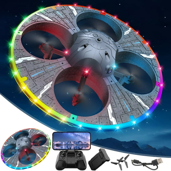 Gnmfd S163 Foam UAV UFO Drone with Multi-Color LED Lights, Intelligent Obstacle Avoidance, Altitude Hold, Headless Mode, 360° Flips, Throwing Function, Safe Indoor/Outdoor Drone for Kids