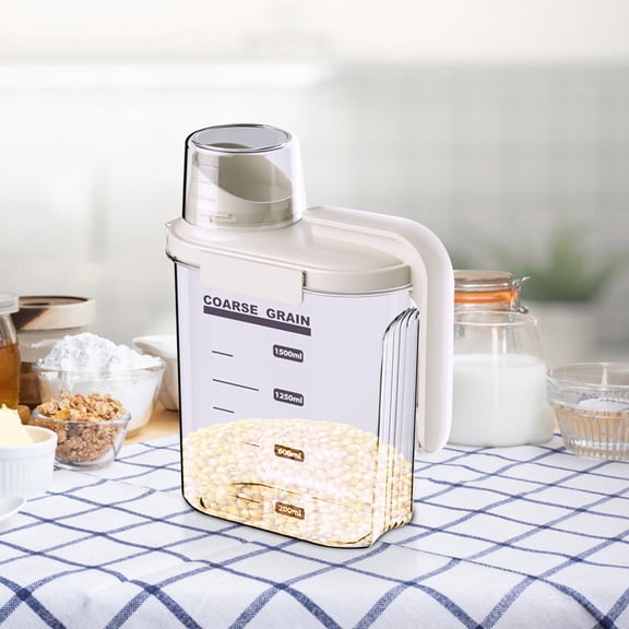 Gnmfd Sealed Grain Storage Jar Transparent Fresh-Keeping Container with Insect Proof Lock, Large 1.5L Capacity for Rice, Beans, Oats, Pantry Organizers, Kitchen Storage Essentials