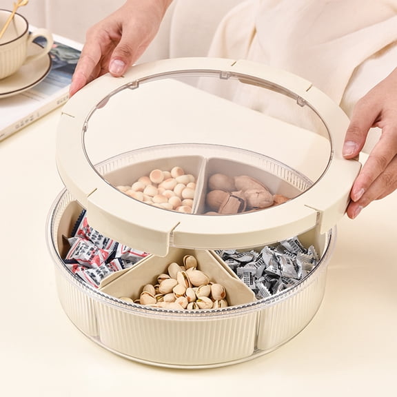 Gnmfd Sealed Partitioned Fruit Snack Tray Candy Box Waterproof Elegant Storage for Dried Fruit Nuts Sweets Home Kitchen Living Room Table Organizer for Family Gathering Holiday Entertaining