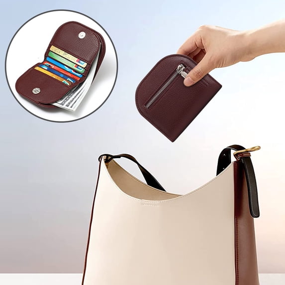 Gnmfd Semicircle Mini Women's Coin Purse with Multi-Slot Card Holder High-End Compact Wallet for Daily Use Travel Bag Organizer Storage Rack Storage Shelf Accessories Fashion Essentials