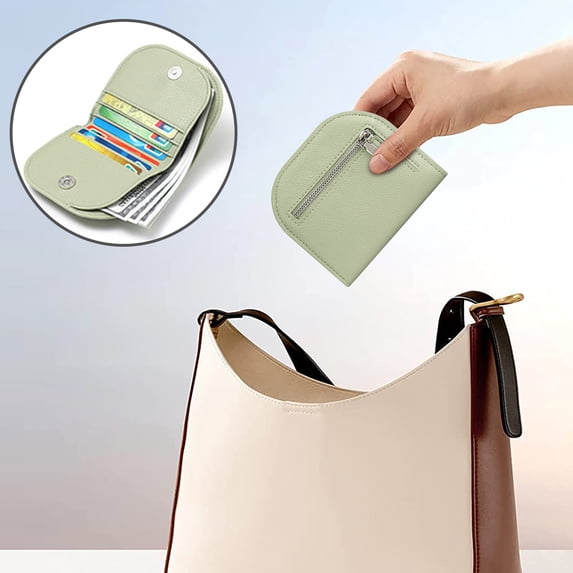 Gnmfd Semicircle Mini Women's Coin Purse with Multi-Slot Card Holder High-End Compact Wallet for Daily Use Travel Bag Organizer Storage Rack Storage Shelf Accessories Fashion Essentials