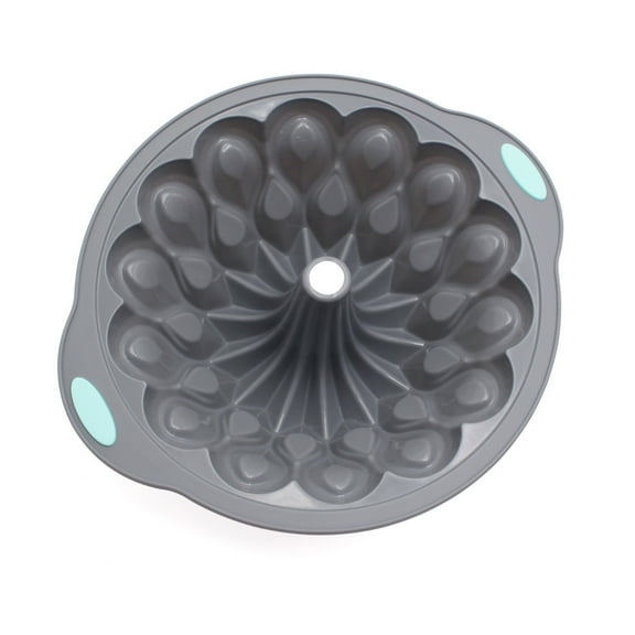 Gnmfd Silicone Fluted Cake Pan Non-Stick Hollow Baking Mold for Cakes, Bread, Brownies, Flan, Chocolate, Jelly, Oven, Microwave, Freezer, Dishwasher Safe, Party Baking, Home Kitchen Use