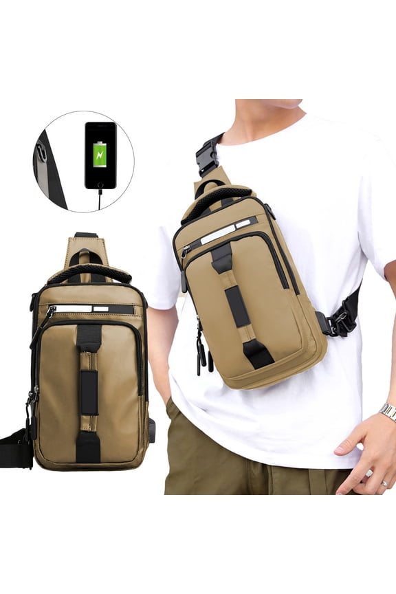 Small Sling Bag for Men Women Shoulder Backpack Chest Daypack with Earphone Hole for Hiking Camping Travel, Lightweight Multipurpose Outdoor Bag for Cycling Running Gym Daily Use