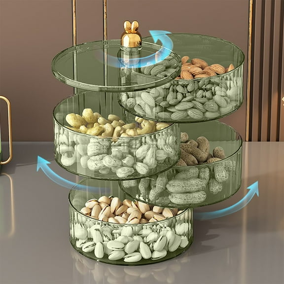 Gnmfd Snack Box Container with Lid and Handle, Multi-Layer Rotating Food Organizer for Fruits Vegetables Cookies, Portable Party Serving Tray for Adults Picnic Home Use