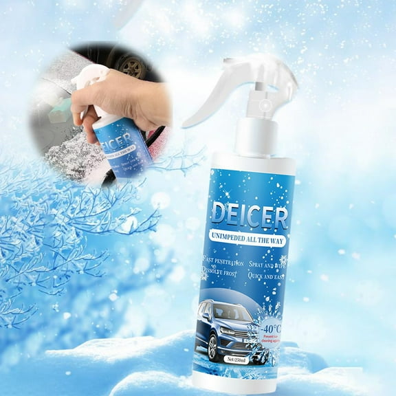Gnmfd Snow Melting Spray Deicer 250ml, Fast Ice and Frost Removal for Windshields, Sidewalks, Driveways, Safe Pet-Friendly Formula, Quick Melting Liquid for Cars, Doors, Windows, Outdoor Use