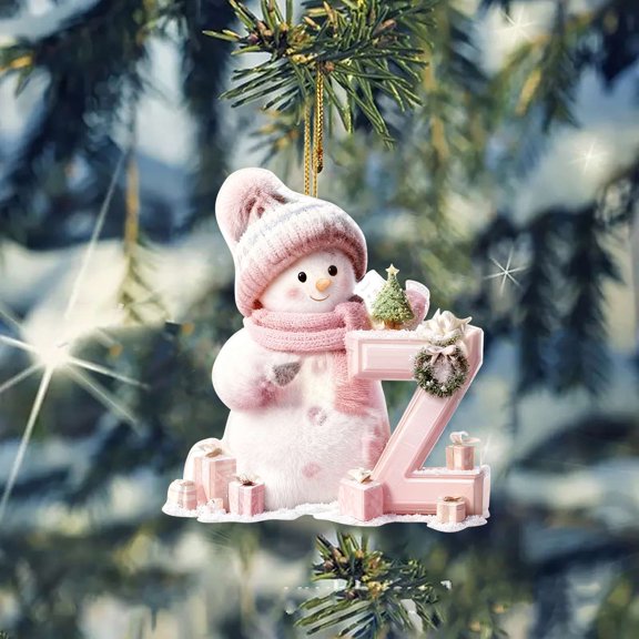 Gnmfd Snowman Letter Christmas Tree Ornament Pendant 2D Acrylic Holiday Decoration for Xmas Tree Mantel Table Centerpiece Winter Festive Holiday Decor Gift Seasonal Display