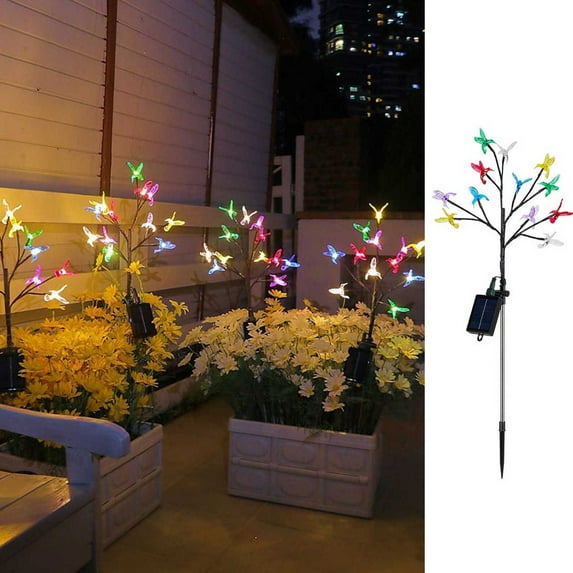 Gnmfd Solar Hummingbird Branch Garden Lights, Color Changing LED Outdoor Yard Decoration, Solar Powered Romantic Lighting for Patio Lawn Backyard Walkway Garden Parties