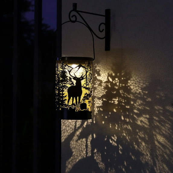 Gnmfd Solar Lanterns Outdoor Hanging Metal LED Lanterns Hollowed Retro Garden Lights for Patio Porch Yard Wedding Party Holiday Decorations Solar Lights Outdoor Fairy Lights