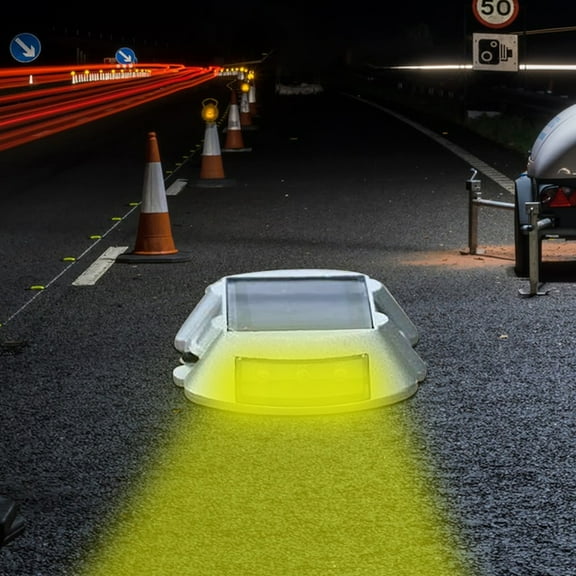 Gnmfd Solar Road Spike Light IP68 Waterproof Reflective LED Solar Lights Outdoor Smart Charging 2 Lighting Modes Flashing Constant On for Driveway Garage Garden Pathway Safety Decor
