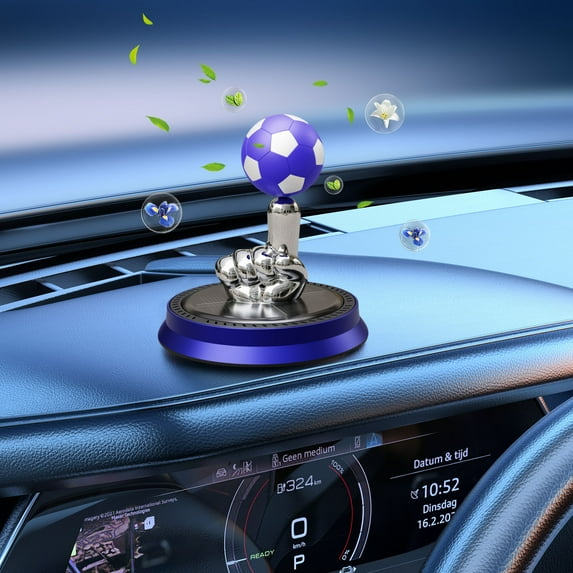 Gnmfd Solar Suspended Football Car Perfume Aromatherapy Air Freshener 10ml Liquid Decorative Rotating Fragrance for Vehicle Office Home Gift Holiday Decor Lights for Car Night Lights Plug Into Wall