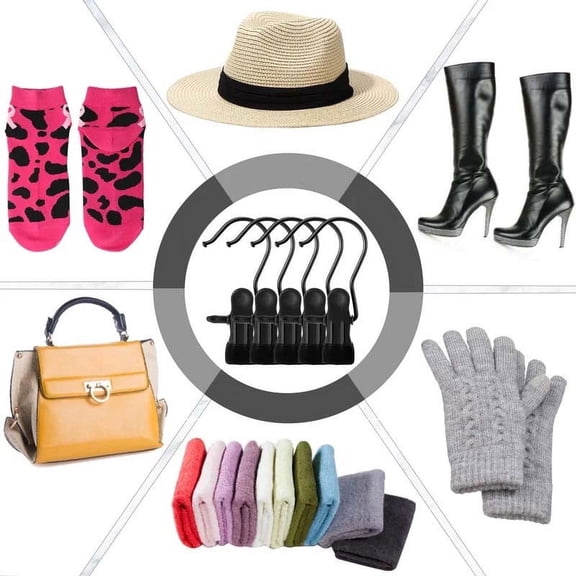 Gnmfd Space Saving Portable Travel Hangers Clips 20pcs, 360° Rotating Non-Slip Boot Clips for Closet Organization, Multi-Purpose Clothes Holder for Boots Towels Socks Bags for Travel Home Laundry