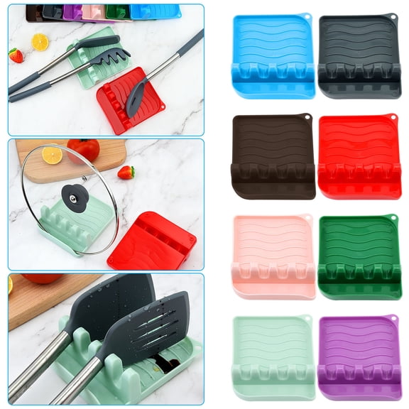 Gnmfd Spoon Mat Pot Lid Holder Kitchen Rack, Tableware Mat With Oil Water Groove, Keeps Stove Clean, Multi Purpose Counter Organizer For Cooking Utensils, Easy Drainage Cleaning