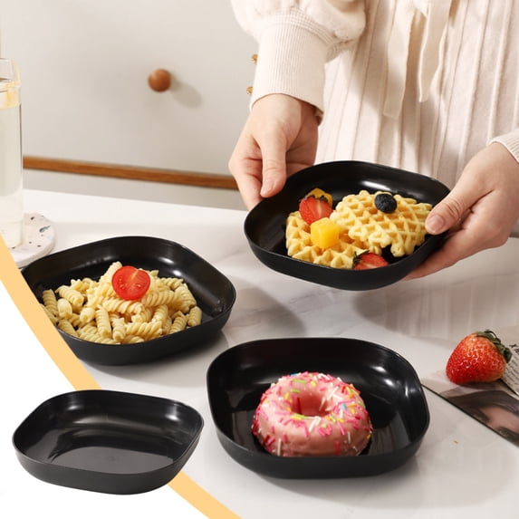 Gnmfd Square Plastic Dinner Plate 5.7"x5.7" Reusable Lightweight Tableware, Microwave Dishwasher Safe, Impregnable Stackable Plates for Kitchen Outdoor Meal