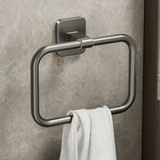 Gnmfd Squares Towel Storage Rack Wall Mounted Hand Towel Holder with Hooks for Bathroom Kitchen Balcony Multi-Purpose Adhesive Mount Towel Rack Organizer Bathroom Accessories Storage Shelf