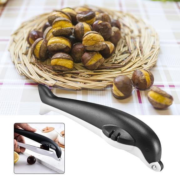 Gnmfd Stainless Steel Chestnut Opener Nutcracker Tool, Easy Shelling Pecan Walnut Almond Nut Cutter for Home Kitchen Cooking, Ergonomic Non-Slip Handle Gift for Holiday Baking