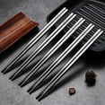 thumbnail image 1 of Gnmfd Stainless Steel Chopsticks 9 Inch Reusable Metal Chopsticks Anti Slip Dishwasher Safe Tableware for Sushi Noodles Kitchen Family Dinner Gift, 1 of 9
