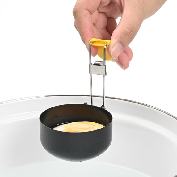 Gnmfd Stainless Steel Poached Egg Cooker Ring Set with Handle, Non-Stick Boiler Poacher for Kitchen Use, Perfectly Shaped Eggs Breakfast Cooking Tool for Home Meal Prep Cooking