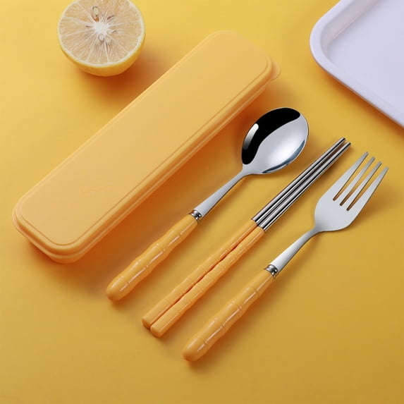 Gnmfd Stainless Steel Portable Cutlery Set with Spoon Fork Chopsticks for Office School Travel Picnic Outdoor Dining Compact Kitchen Tool Perfect Gift
