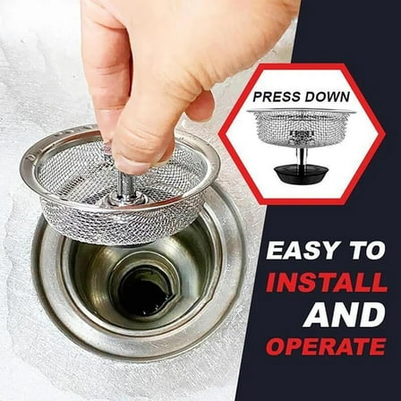 Gnmfd Stainless Steel Sink Replacement Filter Strainer Basket for Kitchen Drain, Anti-Clog Mesh Stopper, Universal Fit for Standard 3-1/2" Sink Drains, Easy Clean Water Flow