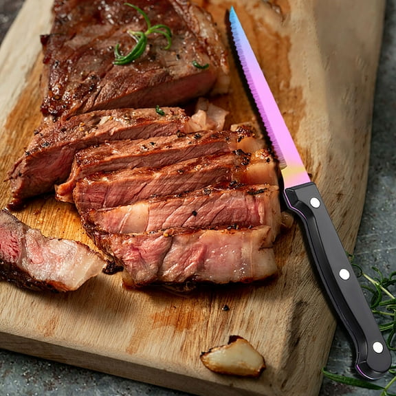 Gnmfd Stainless Steel Super Serrated Steak Knife Sharp Western Cutlery For Dining Table BBQ Picnic Outdoor Meals Kitchen Chef Cooking Use