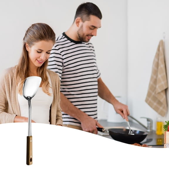 Gnmfd Stainless Steel Wok Spatula, Extra Long Handle Cooking Spoon for Stir Fry Frying Pan, Metal Wok Utensils Kitchen Tools for Asian Food Home Restaurant
