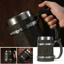 Gnmfd Stainless Style Beer Mug Resin Tankard with 304 Stainless Steel Interior, Vintage Coffee Tea Wine Cup Gift for Husband Men Bar Man Cave Football Game Watch Party Celebration