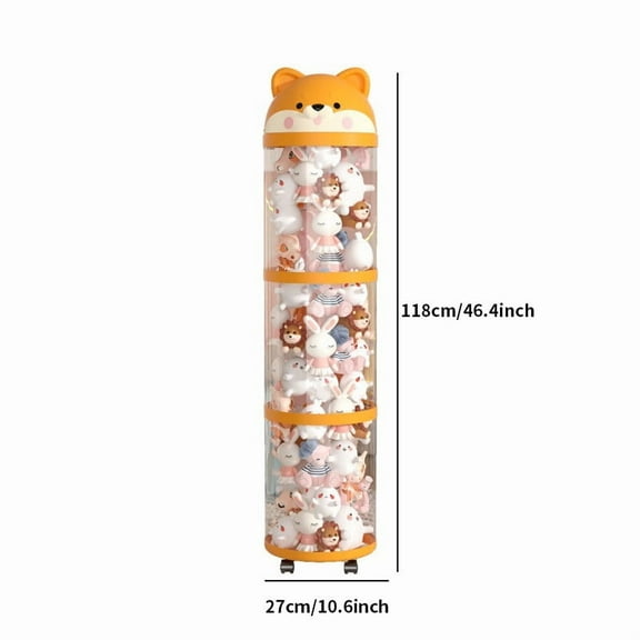 Gnmfd Stuffed Storage Tube for Toys, Adjustable Organizer with Wheels, Space-Saving Toy Storage, Easy-to-Move Stuffed Animal Organizer for Bedrooms, Playrooms, Child's Room