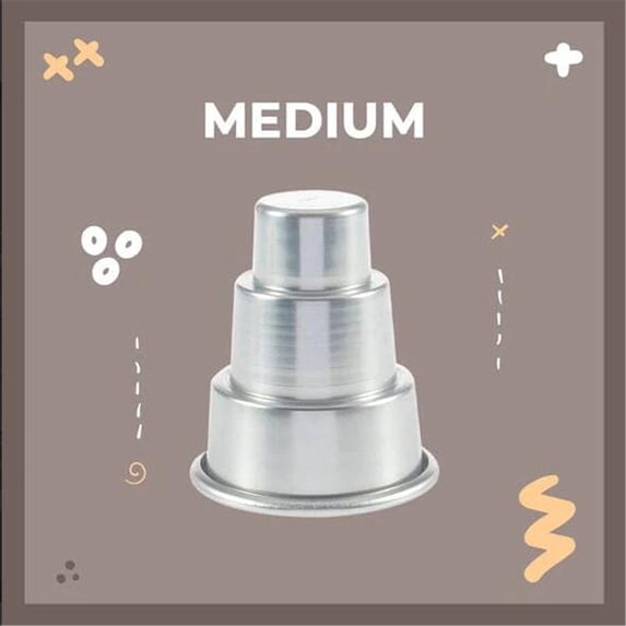 Gnmfd Three-Layer Mini Cake Pudding Muffin Mold Aluminum Alloy Multi-Tier Baking Pan for Wedding Birthday Party Desserts Non-Stick Stable Layer Easy Demould