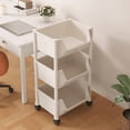 thumbnail image 1 of Gnmfd Three-Layer Movable Plastic Storage Rack with Wheels for Living Room Bedroom Kitchen Bathroom, Large Capacity Organizer for Snacks Books Toiletries, Space Saving Storage Cabinet, 1 of 7
