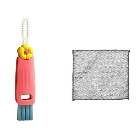 Gnmfd Three-in-One Bottle Cup Cleaning Brush with Lid and Straw Tool, Flexible Soft Bristles for Narrow Gaps Nozzles and Baby Bottles, Multi-Purpose Kitchen Glassware and Drinkware Cleaning Brush