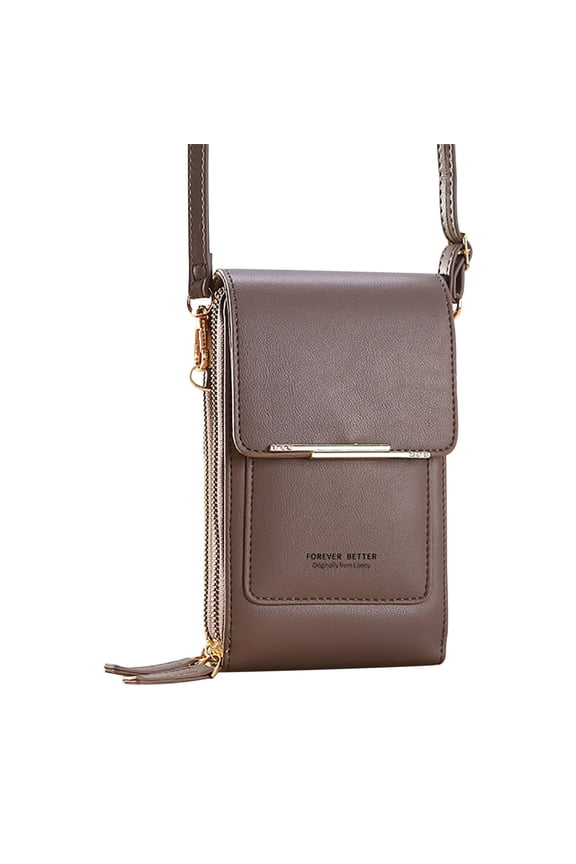 Touchable Screen Mobile Phone Bag, Multi-Compartment Vertical Wallet Crossbody Purse for Cards Banknotes Phone Cosmetics, Fashionable Everyday Handbag Organizer and Storage