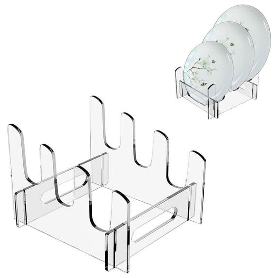 Gnmfd Transparent Detachable Acrylic Multi-Layer Food Tray Rack, Kitchen Utensil Organizer Display Stand for Plates Bowls Cups Desktop Countertop Storage and Showcase