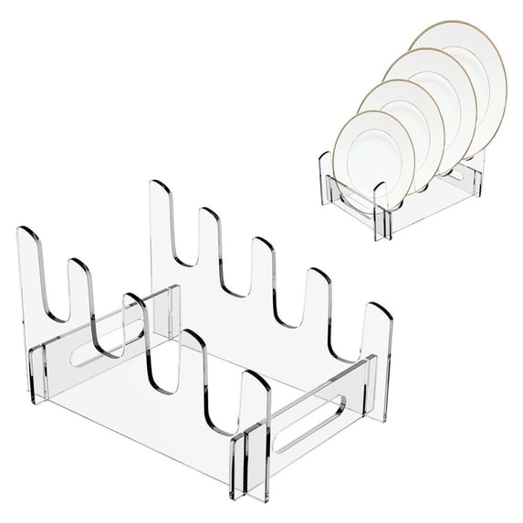 Gnmfd Transparent Detachable Acrylic Multi-Layer Food Tray Rack, Kitchen Utensil Organizer Display Stand for Plates Bowls Cups Desktop Countertop Storage and Showcase
