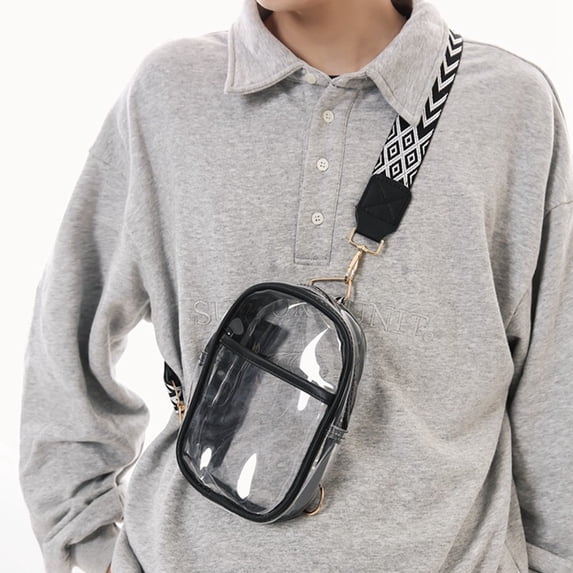 Gnmfd Transparent PVC Shoulder Crossbody Bag Small Chest Bag for Travel, Beach, Casual Use, Adjustable Strap, Lightweight Shoulder Storage for Phone, Wallet, Keys, Fashionable Daily Organizer