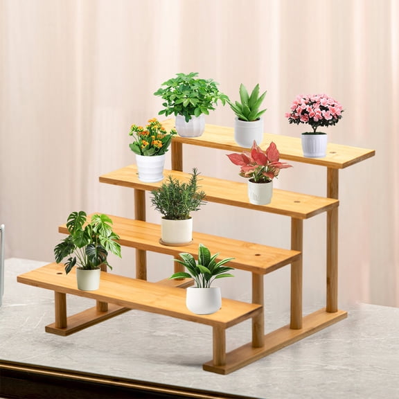 Gnmfd Trapezoidal Figurine Storage Rack Multi Layer Indoor Display Shelf for Potted Plants Collectibles Figurines, Storage Shelves and Storage Cabinet, Home Decor Organizer
