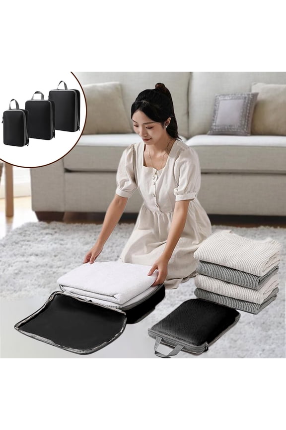Travel Packing Cubes Luggage Organizer Set Double Capacity Compression for Clothes Shirts Pants Coats, Under Bed Storage and Storage Bins with Lids for Travel