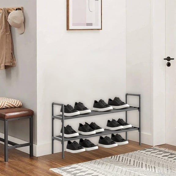 Gnmfd Triplex Shoe Rack Storage Cabinet 3 Tier Shoe Organizer for Bedroom Entryway Closet Organizers and Storage, Ventilated Slatted Shoe Storage, Christmas Essentials