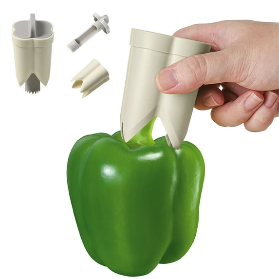 Gnmfd Two in One Chili Pepper Remover Corer Vegetable Fruit Core Extractor Tool Quick Core Removal Compact Easy Clean Green Pepper Tomato Apple Vegetable Fruit Prep Kitchen Cooking Essential