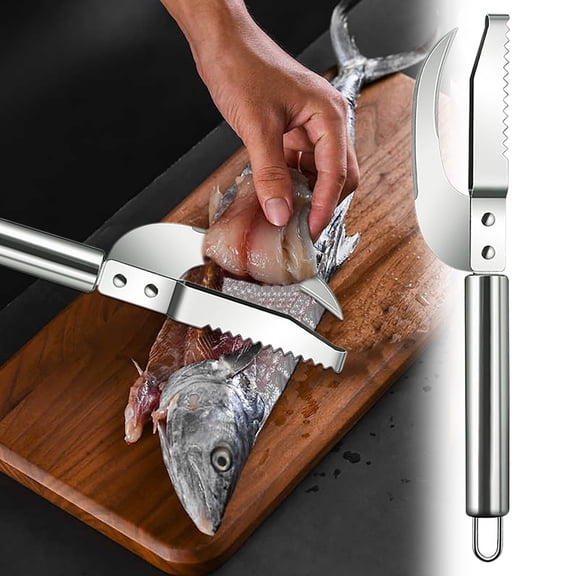 Gnmfd Two-in-One Fish Scaler and Gutting Knife Stainless Steel, Ergonomic Kitchen Tool for Efficient Scale Removal and Fish Cleaning, Multipurpose Seafood Prep Knife for Home Cooks Chefs