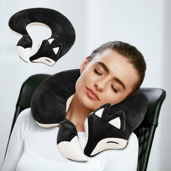 Gnmfd U-Shaped Animal Neck Pillow Soft Cervical Spine Support Travel Headrest Cute Comfort Toy for Home Office Sleep Car Plane Gift Blanket Pillow Blanket Storage