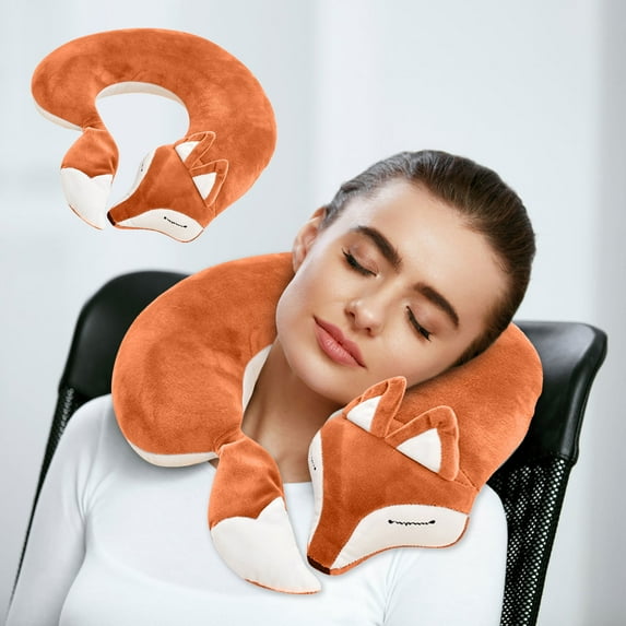 Gnmfd U-Shaped Animal Neck Pillow Soft Ergonomic Cervical Spine Support Pillow Cute Plush Travel Pillow for Office Home Car Plane Neck Rest Sleeping Toy Gift for Holidays