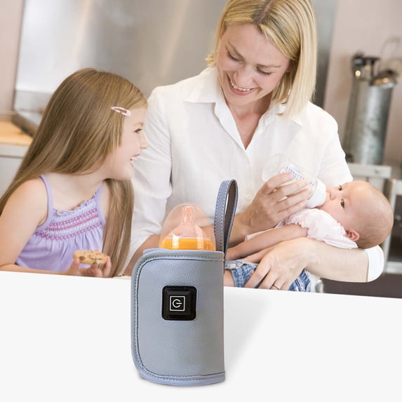 Gnmfd USB Baby Bottle Warmer Insulation Cover, Portable Milk Heater Sleeve with Intelligent Temperature Control, Car and Power Bank Compatible for Travel Home Feeding