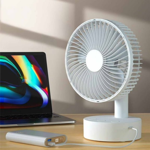 Gnmfd USB Oscillating Desk Fan Small Circulation Fan Rechargeable, Automatic Rotation Quiet Cooling Fan for Office Bedroom Home Tabletop, Compact USB Plug In Fan for Dorm Travel
