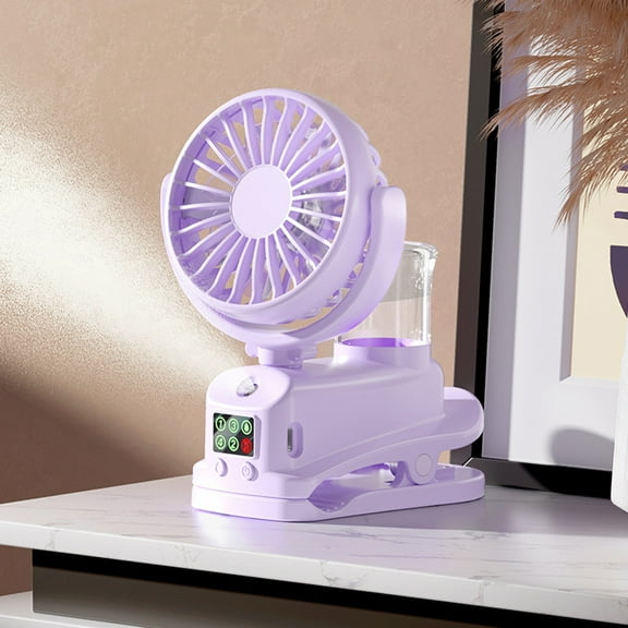 Gnmfd USB Rechargeable Clip Fan with Spray 4 Speed Quiet Strong Wind 360° Rotation Portable Desk Fan Type-C Charging Cooling Fan for Bedroom Office Travel Outdoor